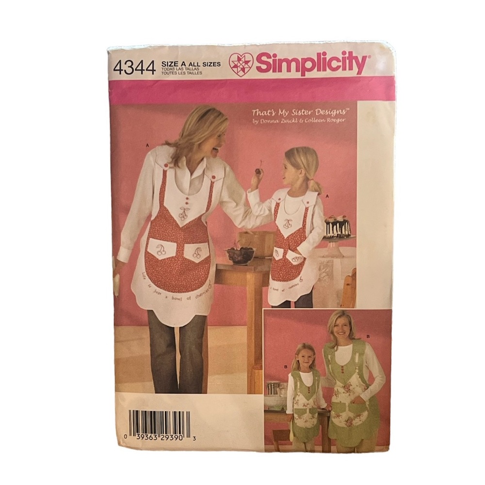 Simplicity 4344 Apron Uncut Sewing Pattern - Size A - All Sizes.